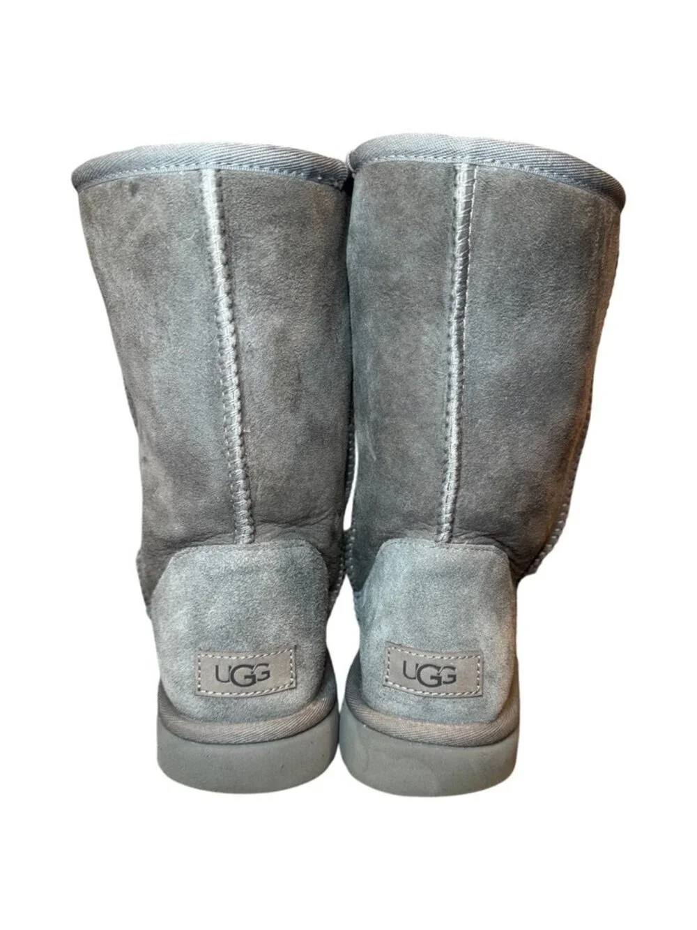 UGG Classic Short II Boots Women's 10 Gray Suede Sheepskin Winter Boots EUC